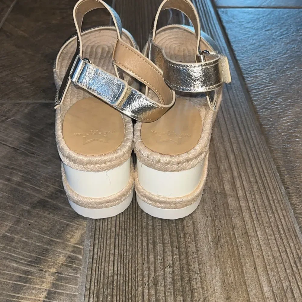 Marc Fisher LTD gold metallic espadrilles 3” heel, 2” platform.